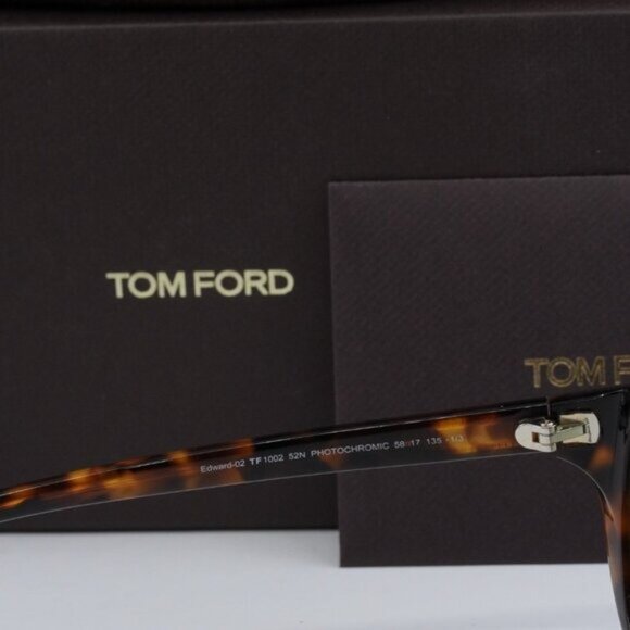Tom Ford Edward FT1002 52N Aviator Sunglasses - Dark Havana/Green Photochromic main image 4
